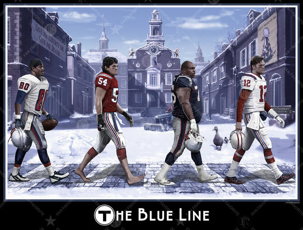 Blue Line Retro Wall Print
