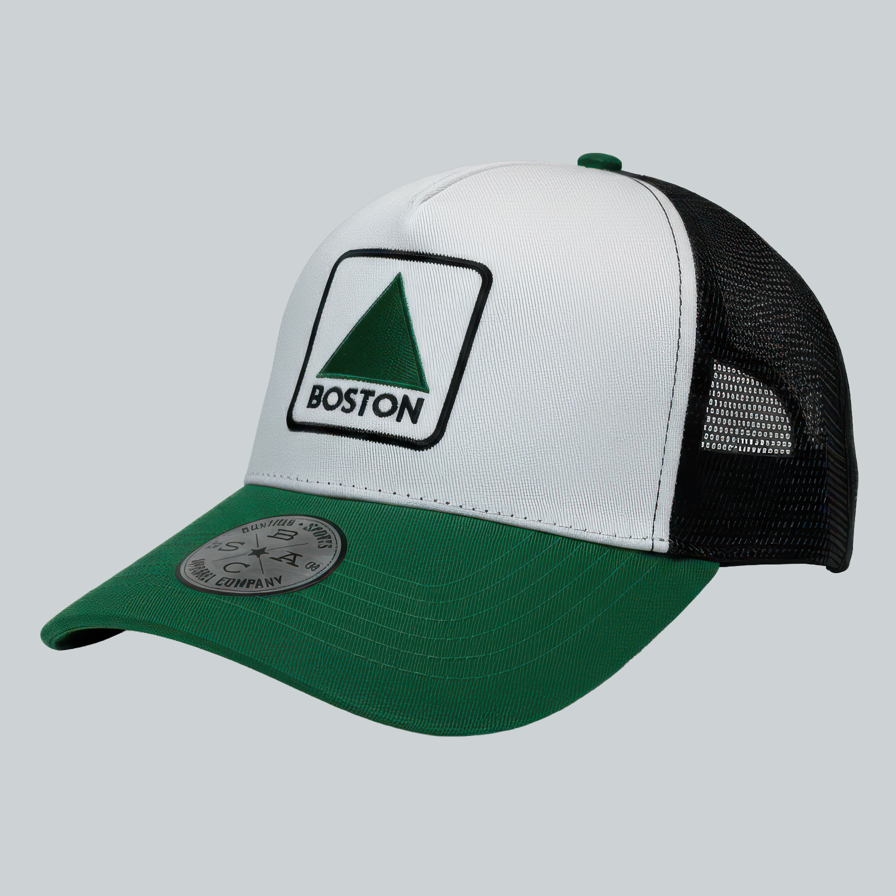Boston Landmark Trucker Hat – White/Black/Green