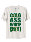 Natural COLD WHITE BOY t-shirt with green COLD ASS WHITE BOY lettering, icy blue details, and basketball court graphics.