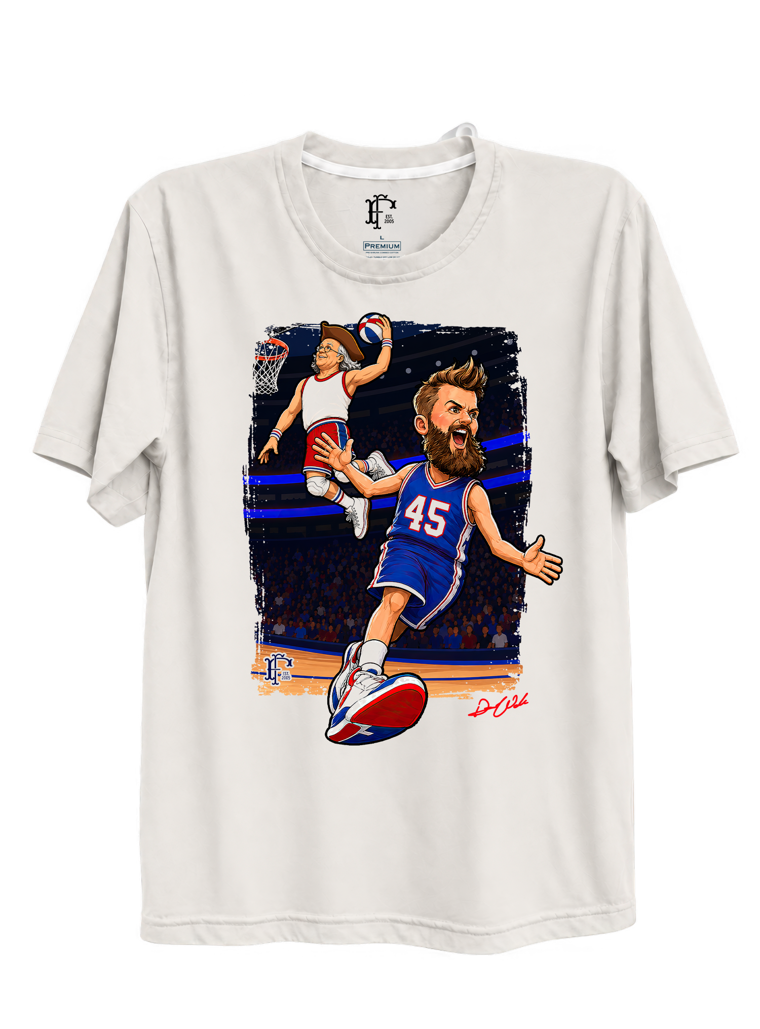 The Assist T-shirt featuring custom Dean Wade and Benjamin Franklin basketball artwork